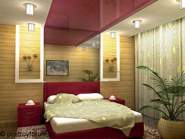 дизайн подвесных потолков в спальне