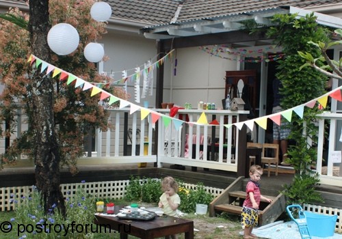 Двор для детской, летней вечеринки