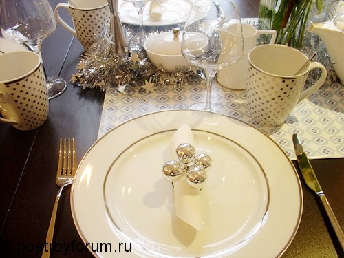 Сервировка стола к новому году с белой посудой