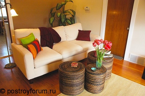 Обновленная гостиная с белым диваном