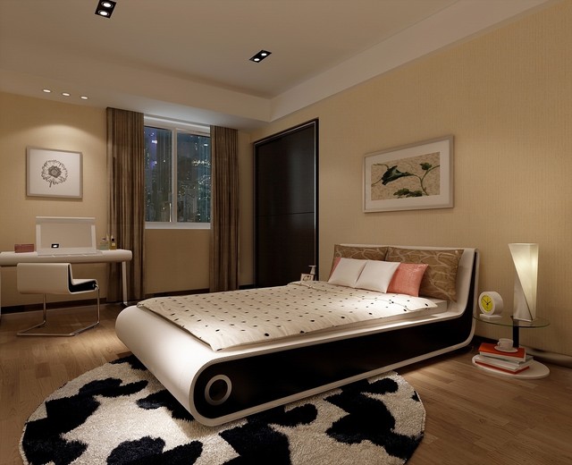 Современный дизайн спальни в пастельных тонах